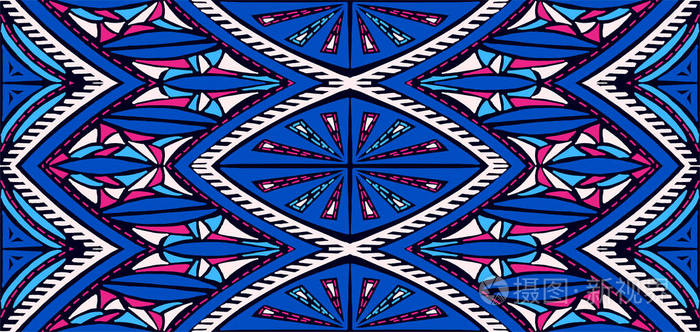 几何民俗装饰.部落民族的矢量纹理.阿兹台克风格的无缝条纹图案插画-