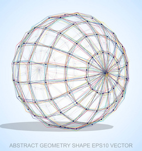 抽象的几何形状 多色速写球体。手绘 3d 多边形球面。10，Eps 矢量