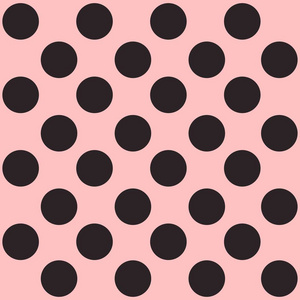 无缝圆点图案。粉红色的背景上的黑点。矢量图