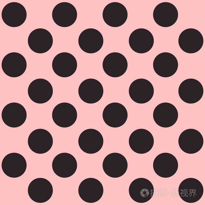 无缝圆点图案.粉红色的背景上的黑点.矢量图