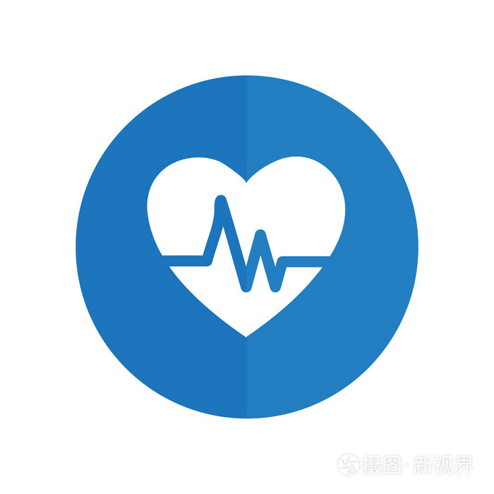 心跳心脏超声心动图考试形式的心和心跳.蓝色的按钮
