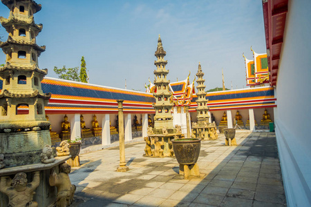 户外视野的笏或笏 Chetuphon, 笏的意思是在泰国的寺庙。这座寺庙是泰国最著名的旅游景点之一 Bangkoks