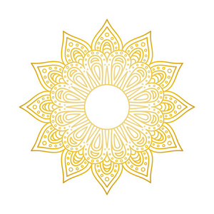 曼荼罗图案.圆圈字母.金色的花曼荼罗.装饰圆形装饰品.