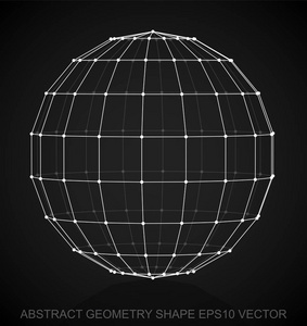 抽象的几何形状 白色速写球体。手绘 3d 多边形球面。10，Eps 矢量