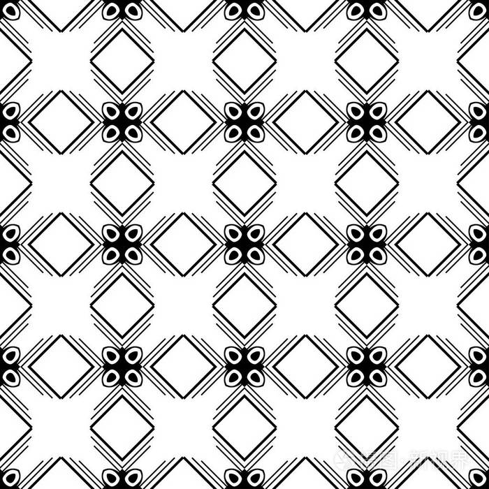 抽象几何无缝黑白图案.设计模板.矢量插图