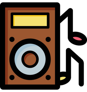 音乐 Mp3 播放器的矢量插图。便携式媒体播放器, 经典的 ipod 彩色图标