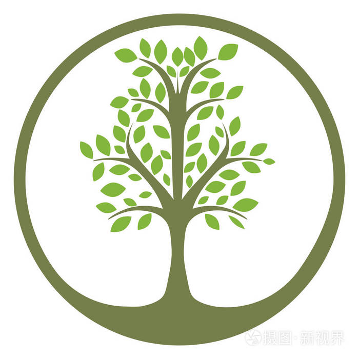 矢量树徽标, 抽象有机设计元素, 生态和生物圈徽章