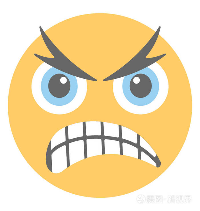 一个恼怒的笑脸, 皱眉和愤怒的表情符号插画-正版商用图片0fx5qr-摄图