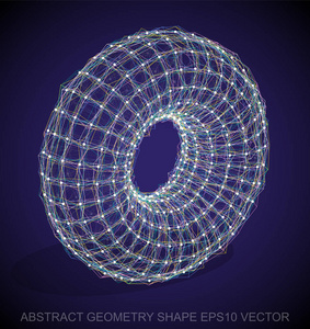 抽象的立体几何形状︰ 多色速写环.手绘 3d 多边形圆环.