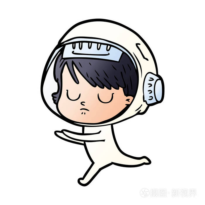 卡通女宇航员的矢量插图