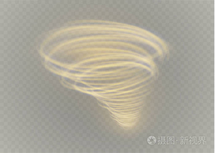一个炽热的龙卷风.旋转风.美丽的风效果.在透明背景上隔离.矢量插图