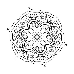 zentangle 为着色页风格典雅的黑色曼陀罗.手照片