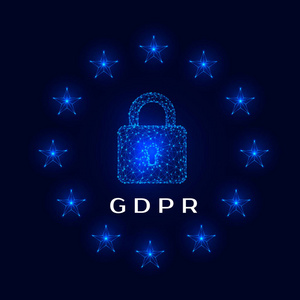 一般数据保护章程 Gdpr 挂锁和星在黑暗的背景。矢量插图