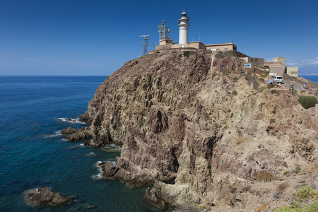 Cabo de Gata 灯塔，Cabo de Gata Nijar 自然公园 Almeri