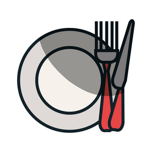盘子和餐具的孤立的图标