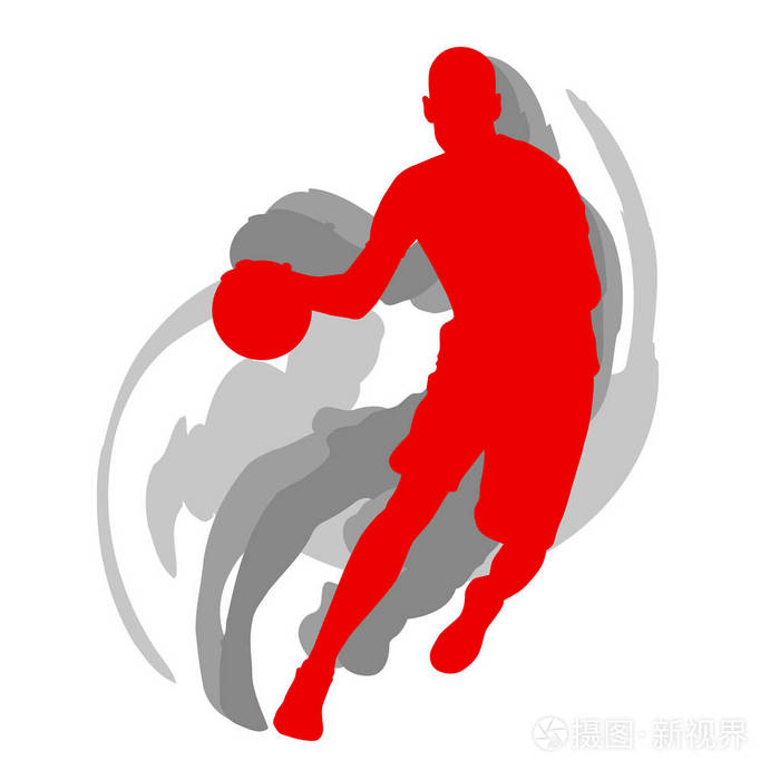 篮球运动员的动作矢量背景概念