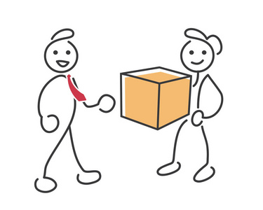 现代创意在线电子商务 stickman 插画理念-愉快的客户及时收到交货