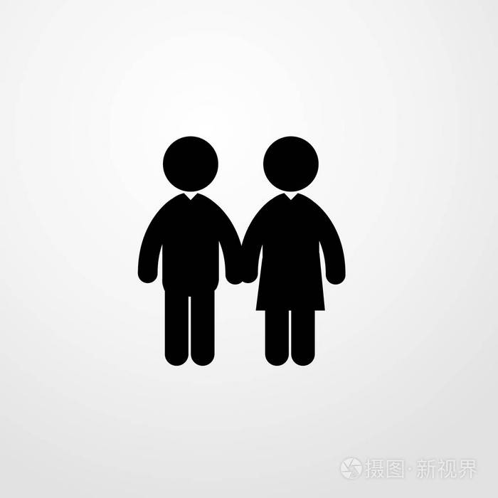 同性恋情侣的两名男子图标图孤立的矢量标志符号