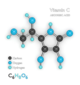 3d. 维生素 C 分子模型和公式的绘制