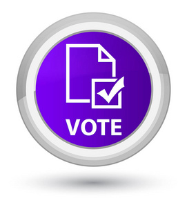 投票 调查图标 黄金紫色圆按钮