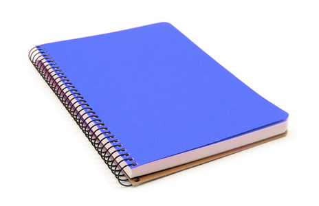 孤立在白色背景上的蓝色笔记本