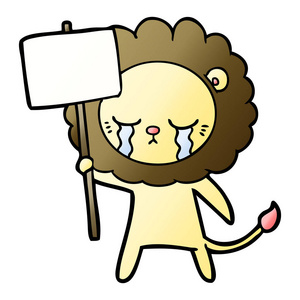 卡通狮子哭泣的矢量插图