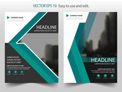 绿色三角形矢量宣传册年度报告单张海报模板设计，书籍封面版式设计，抽象业务演示文稿模板，a4 尺寸设计