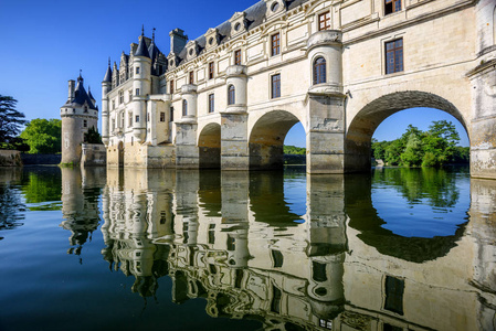 Chenonceau 城堡在法国卢瓦尔河谷