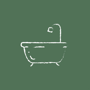 浴缸与淋浴图标绘制粉笔。