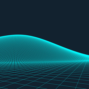 抽象矢量风景背景。网络空间网格。3d 技术插图