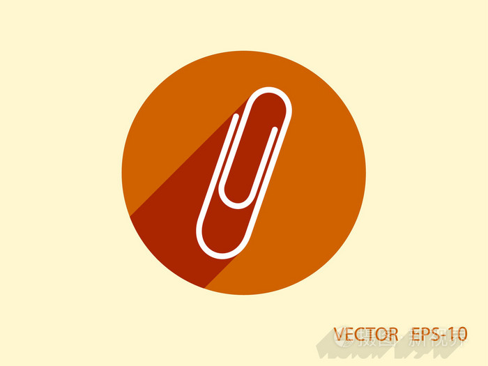 扁长影子曲别针图标,矢量图