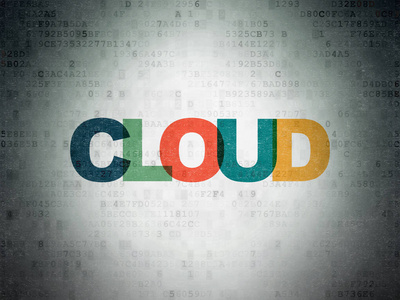 云网络的概念 数字数据纸张背景上的云