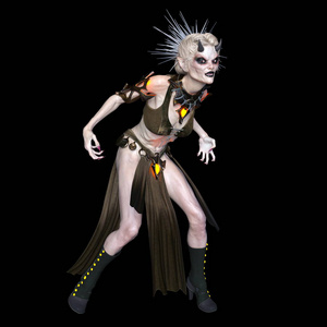 一个食人魔3d cg 渲染的一个女的怪物照片