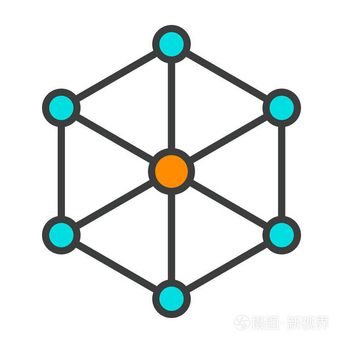 blockchain 节点线图标.矢量简单最小96x96 象形文字