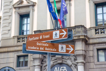 街道标志在罗马, 意大利