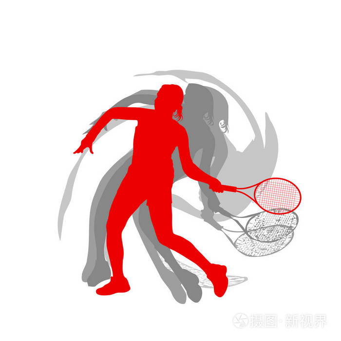 网球运动员女性矢量抽象背景运动概念