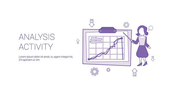 分析活动 Web 横幅与复制空间商业金融研究概念
