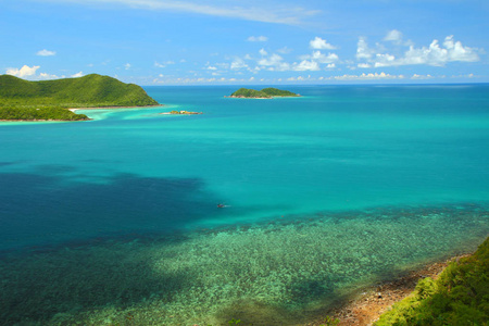 美丽的蓝色海景, 在春武省, 泰国湾