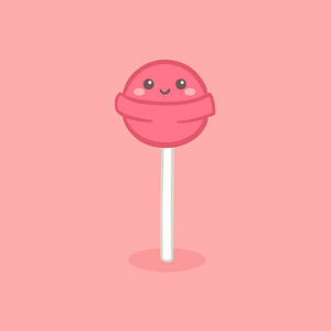 可爱的粉红色糖棒糖棒矢量插画卡通人物照片