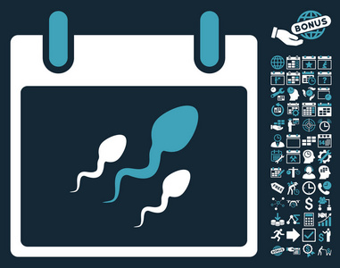 精子日历天平面矢量图标与奖金