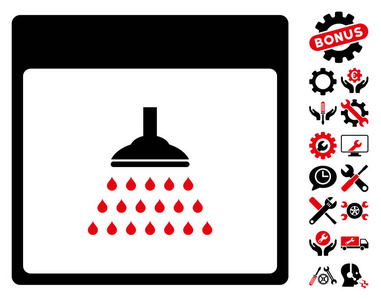 淋浴日历页矢量图标与奖金