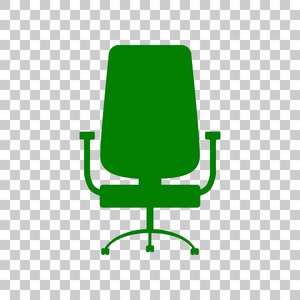 办公室椅子上签约。在透明背景上的暗绿色图标