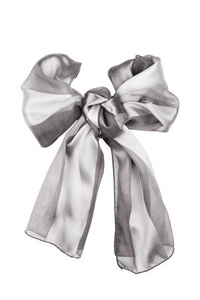 灰色丝绸围巾上孤立的白色背景