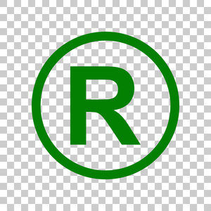 注册商标符号.在透明背景上的暗绿色图标照片