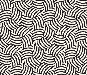 手绘黑白相间的墨水条纹无缝图案.矢量垃圾格子纹理.