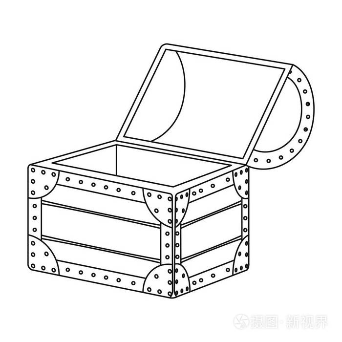 插画 在白色背景上孤立的大纲样式海盗木箱图标.海盗符号股票矢量图.