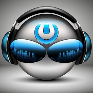 戴着耳机的残酷 dj 音乐笑脸照片