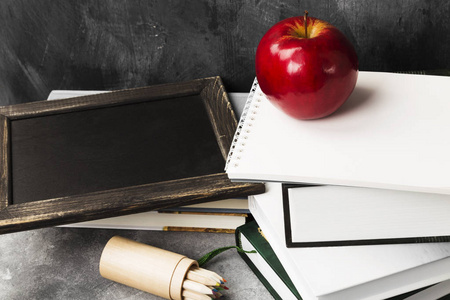 学校属性黑板, 书, 彩色铅笔, noteboo