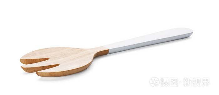 白色背景木制叉子。手工烹调用具