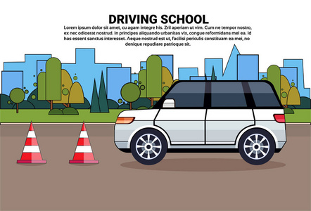 驾驶学校海报汽车上路汽车驾驶教育实习考试理念